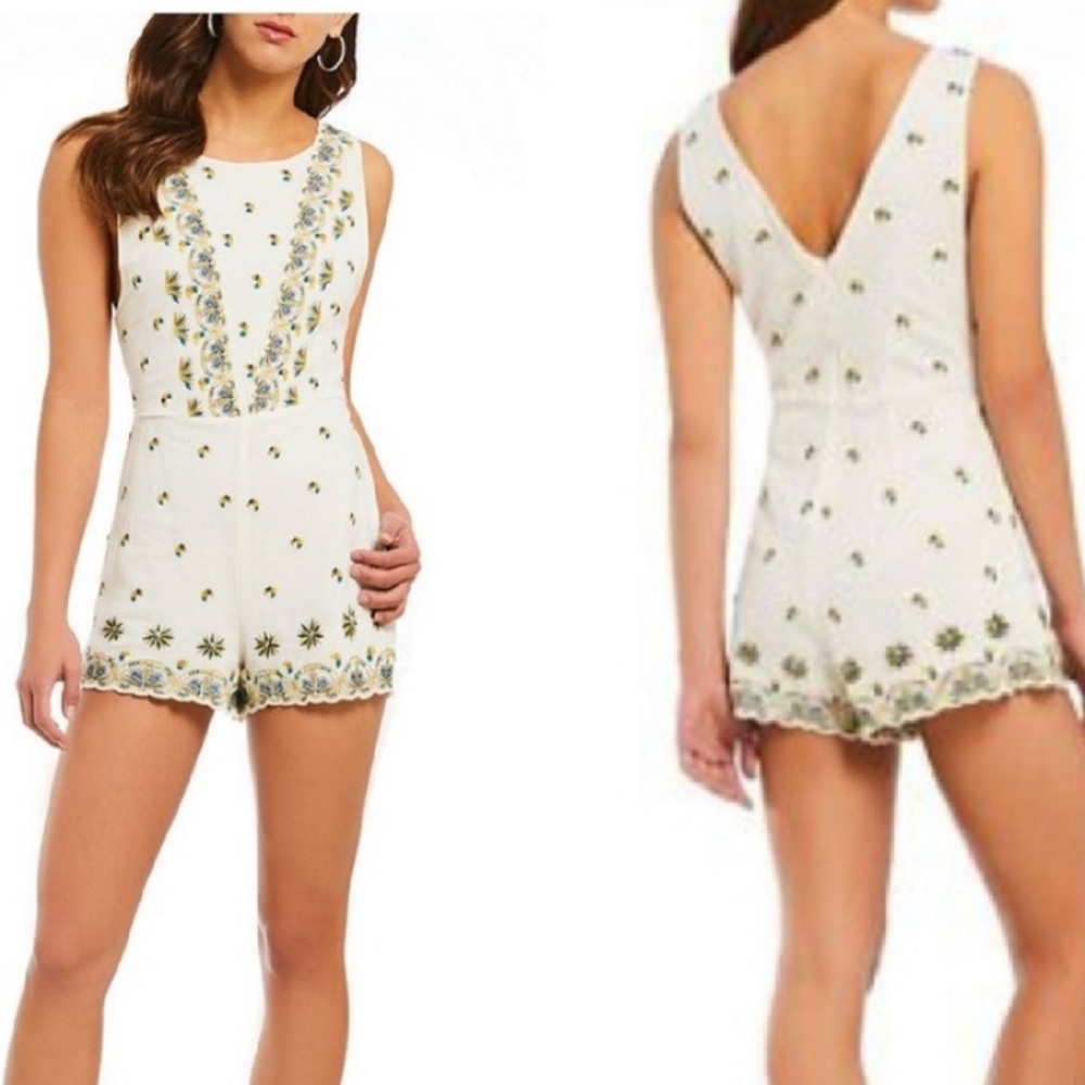 Free people embroidered floral white short jumper